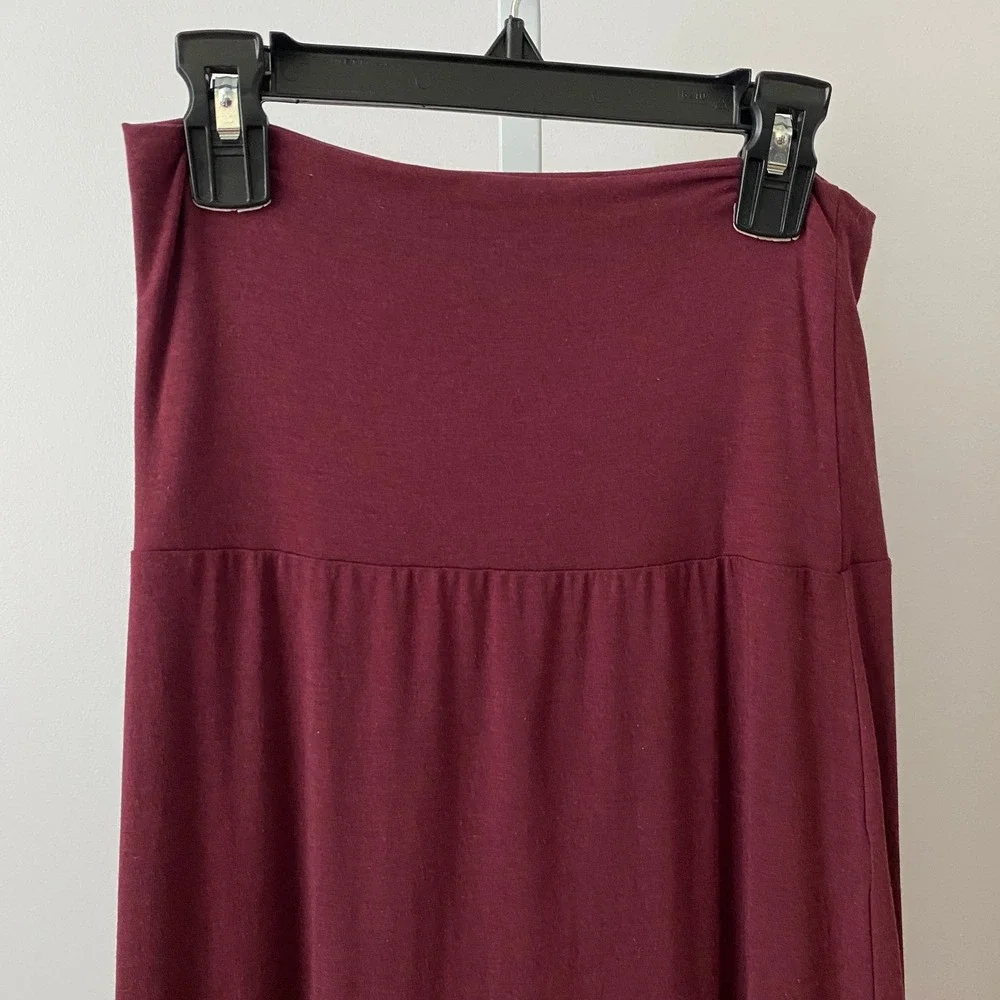 Takei S Cottage Maroon‎ Maxi Skirt Bamboo Organic Cotton Stretch Sustainable Eco